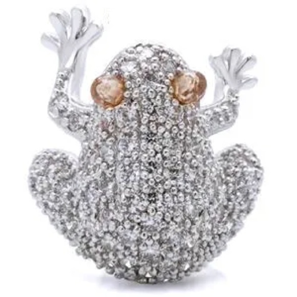 Micro Pave FROG Cz Diamond cubic zirconia Cocktail statement Ring Band Silver
